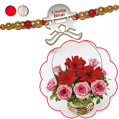 "Rakhi - ZR-5080 A-072 (Single Rakhi), Flower Basket - Click here to View more details about this Product